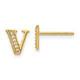 14k Diamond Initial V Earrings-WBC-EM4170V-005-YA