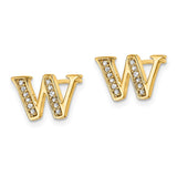 14k Diamond Initial W Earrings-WBC-EM4170W-010-YA