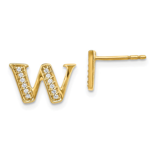 14k Diamond Initial W Earrings-WBC-EM4170W-010-YA