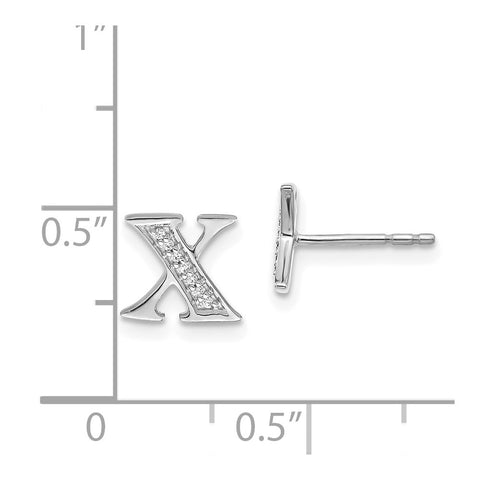 14k White Gold Diamond Initial X Earrings-WBC-EM4170X-005-WA