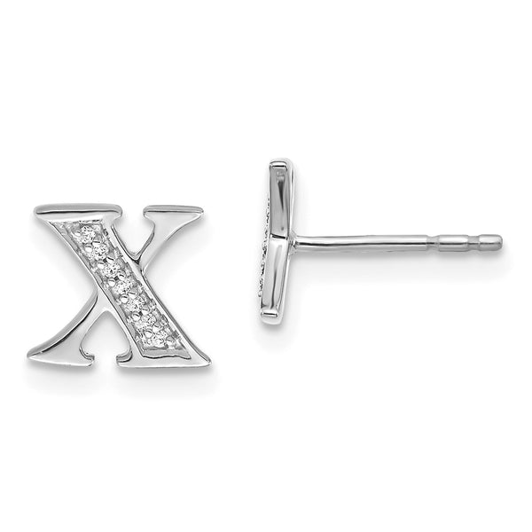 14k White Gold Diamond Initial X Earrings-WBC-EM4170X-005-WA