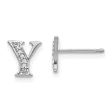 14k White Gold Diamond Initial Y Earrings-WBC-EM4170Y-004-WA