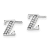 14k White Gold Diamond Initial Z Earrings-WBC-EM4170Z-004-WA