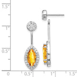 14k White Gold Diamond/Marquise Citrine Front/Back Earrings-WBC-EM4194-CI-075-WA