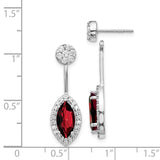 14k White Gold Diamond/Marquise Garnet Front/Back Earrings-WBC-EM4194-GA-075-WA