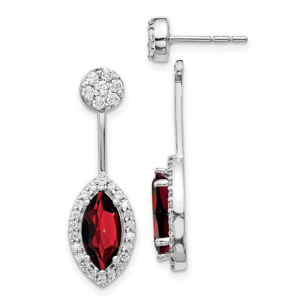 14k White Gold Diamond/Marquise Garnet Front/Back Earrings-WBC-EM4194-GA-075-WA