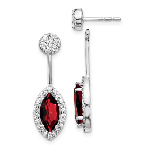 14k White Gold Diamond/Marquise Garnet Front/Back Earrings-WBC-EM4194-GA-075-WA