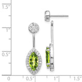 14k White Gold Diamond/Marquise Peridot Front/Back Earrings-WBC-EM4194-PE-075-WA