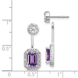 14k White Gold Diamond/Amethyst Front/Back Earrings-WBC-EM4195-AM-062-WA