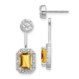 14k White Gold Diamond/Citrine Front/Back Earrings-WBC-EM4195-CI-062-WA