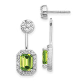 14k White Gold Diamond/Peridot Front/Back Earrings-WBC-EM4195-PE-062-WA