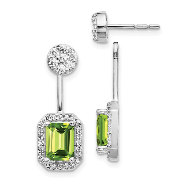 14k White Gold Diamond/Peridot Front/Back Earrings-WBC-EM4195-PE-062-WA