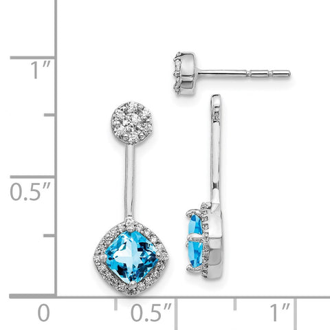 14k White Gold Diamond/Blue Topaz Front/Back Earrings-WBC-EM4196-BT-033-WA