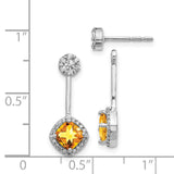 14k White Gold Diamond/Citrine Front/Back Earrings-WBC-EM4196-CI-033-WA