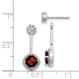 14k White Gold Diamond/Garnet Front/Back Earrings-WBC-EM4196-GA-033-WA