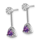 14k White Gold Diamond/Trillion Amethyst Front/Back Earrings-WBC-EM4197-AM-033-WA