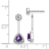 14k White Gold Diamond/Trillion Amethyst Front/Back Earrings-WBC-EM4197-AM-033-WA