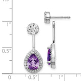 14k White Gold Diamond/Pear Amethyst Front/Back Earrings-WBC-EM4199-AM-062-WA