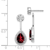 14k White Gold Diamond/Pear Garnet Front/Back Earrings-WBC-EM4199-GA-062-WA