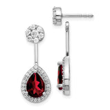 14k White Gold Diamond/Pear Garnet Front/Back Earrings-WBC-EM4199-GA-062-WA