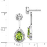 14k White Gold Diamond/Pear Peridot Front/Back Earrings-WBC-EM4199-PE-062-WA