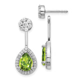 14k White Gold Diamond/Pear Peridot Front/Back Earrings-WBC-EM4199-PE-062-WA