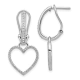 14k White Gold Diamond Heart Dangle Omega Back Earrings-WBC-EM4207-050-WA