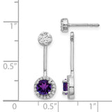 14k White Gold Diamond/Amethyst Front/Back Earrings-WBC-EM4210-AM-033-WA