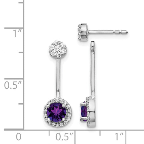 14k White Gold Diamond/Amethyst Front/Back Earrings-WBC-EM4210-AM-033-WA