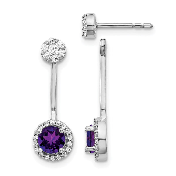 14k White Gold Diamond/Amethyst Front/Back Earrings-WBC-EM4210-AM-033-WA