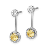 14k White Gold Diamond/Citrine Front/Back Earrings-WBC-EM4210-CI-033-WA