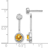 14k White Gold Diamond/Citrine Front/Back Earrings-WBC-EM4210-CI-033-WA