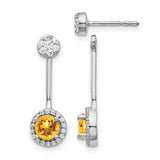 14k White Gold Diamond/Citrine Front/Back Earrings-WBC-EM4210-CI-033-WA