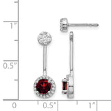 14k White Gold Diamond/Garnet Front/Back Earrings-WBC-EM4210-GA-033-WA