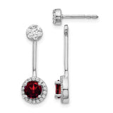 14k White Gold Diamond/Garnet Front/Back Earrings-WBC-EM4210-GA-033-WA