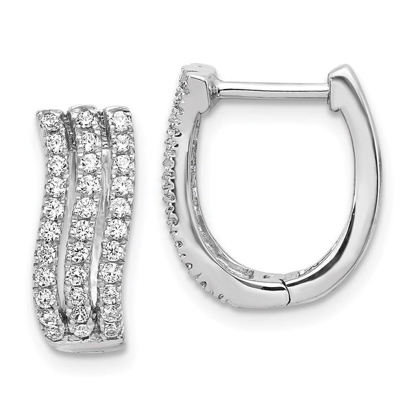 14k White Gold 3-row Diamond Hinged Hoop Earrings-WBC-EM4215-050-WA