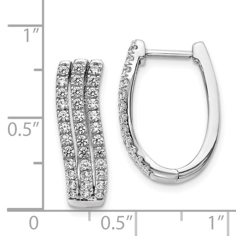 14k White Gold 3-row Diamond Hinged Hoop Earrings-WBC-EM4215-100-WA