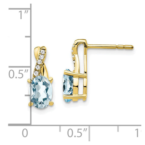 10k Aquamarine and Diamond Earrings-WBC-EM4235-AQ-006-1YA