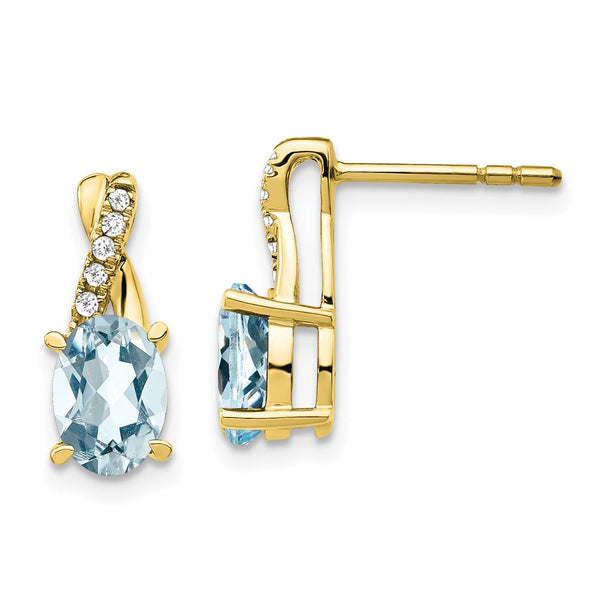 10k Aquamarine and Diamond Earrings-WBC-EM4235-AQ-006-1YA