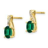 10k Created Emerald and Diamond Earrings-WBC-EM4235-CEM-006-1YA