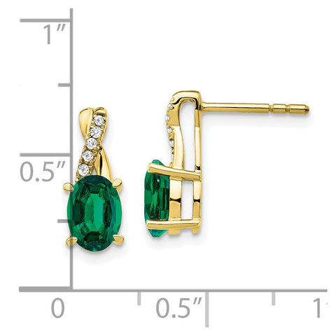 10k Created Emerald and Diamond Earrings-WBC-EM4235-CEM-006-1YA