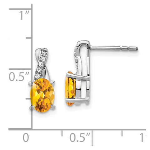 14k White Gold Citrine and Diamond Earrings-WBC-EM4235-CI-006-WA