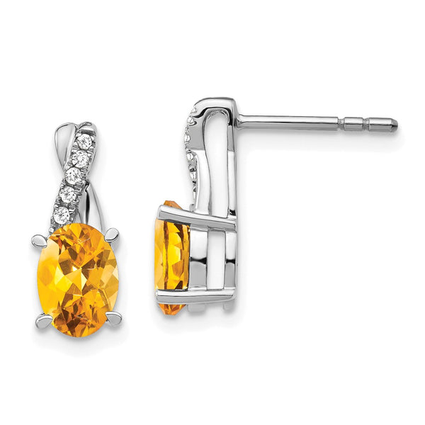 14k White Gold Citrine and Diamond Earrings-WBC-EM4235-CI-006-WA