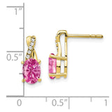 10k Created Pink Sapphire and Diamond Earrings-WBC-EM4235-CPS-006-1YA