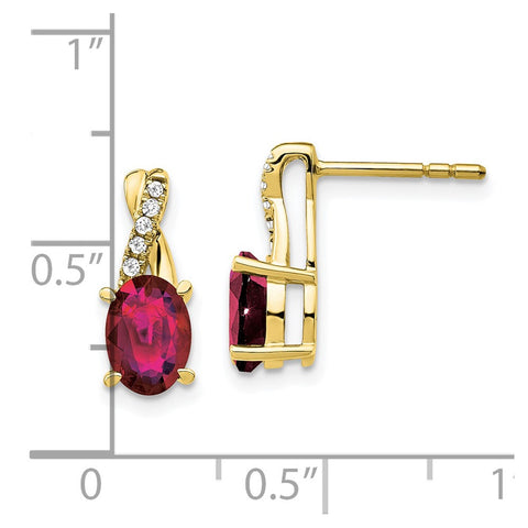 10k Created Ruby and Diamond Earrings-WBC-EM4235-CRU-006-1YA