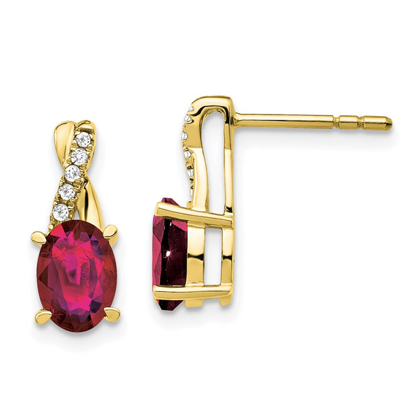 10k Created Ruby and Diamond Earrings-WBC-EM4235-CRU-006-1YA