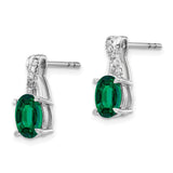 14k White Gold Emerald and Diamond Earrings-WBC-EM4235-EM-006-WA