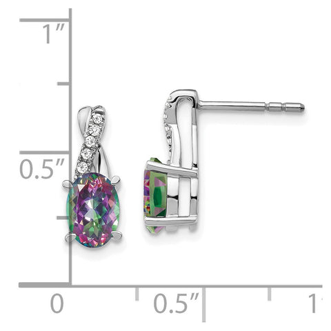 14k White Gold Mystic Fire Topaz and Diamond Earrings-WBC-EM4235-FT-006-WA