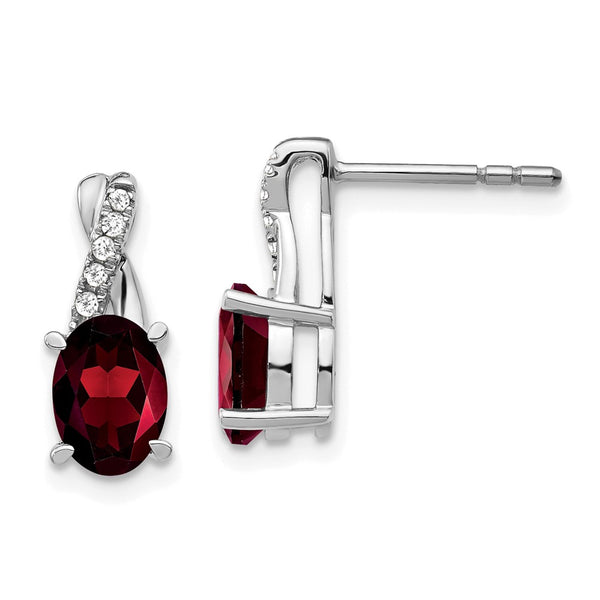 14k White Gold Garnet and Diamond Earrings-WBC-EM4235-GA-006-WA