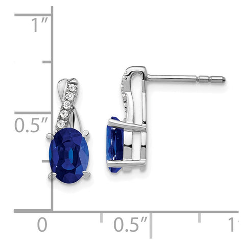 14k White Gold Sapphire and Diamond Earrings-WBC-EM4235-SA-006-WA